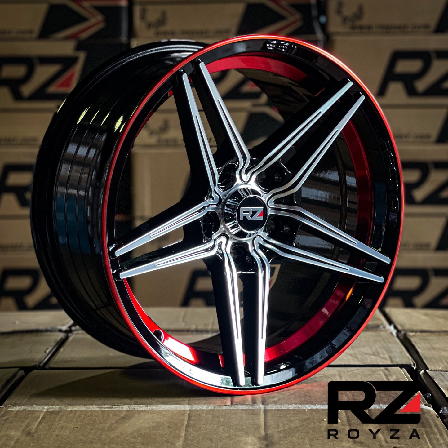 Aro 16X7.5 (H6659) 5/114.3 Black And Machine Face Whit Red Line (Set 4 Aros)