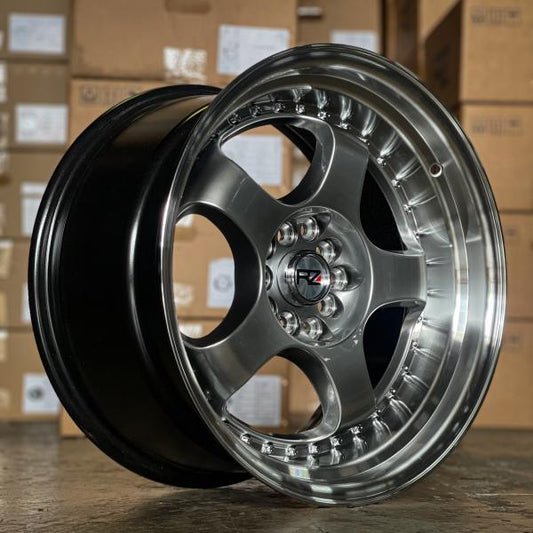 Aro 17X9 (L1228) 5/100 5/114.3 Hyper Black And Machine Lip (Set 4 Aros)