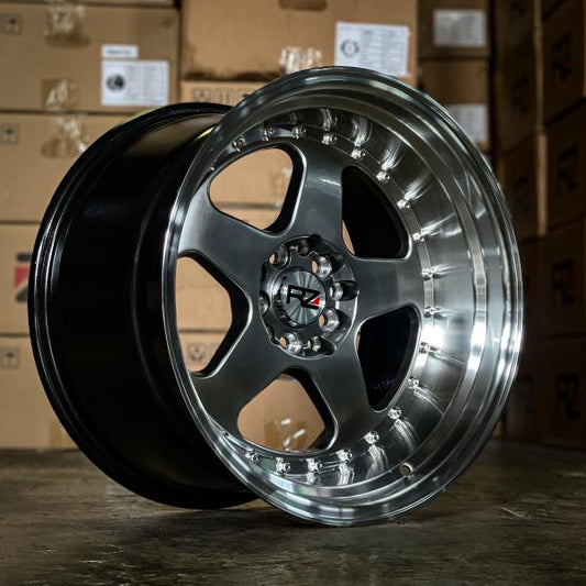 Aro 17X9 (L1569) 5/100 5/114.3 Hyper Black And Machine Lip (Set 4 Aros)