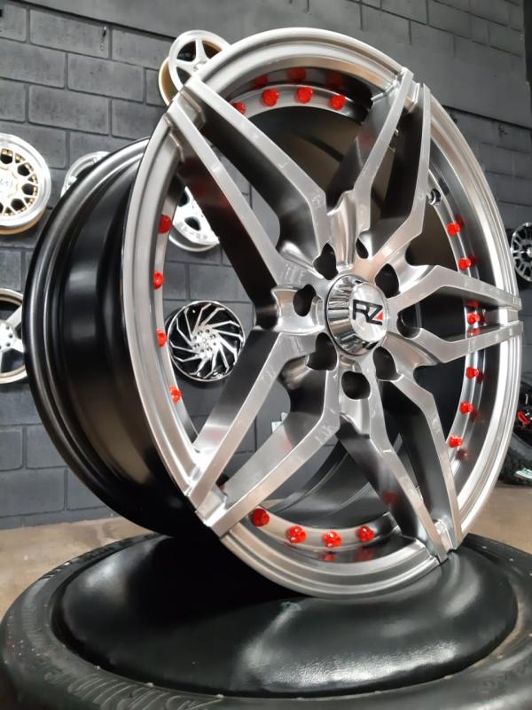 Aro 13X5.5 (L2081) 4/100/114.3 Hyper Black And Machine Face Whit Red Rivets (Set 4 Aros)