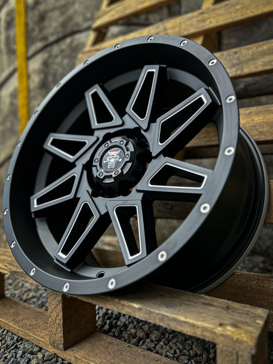 Aro 18X9 (H212-8) 6/139.7 Matt Black+Milling Spokes And Rivets (Set 4 Aros)